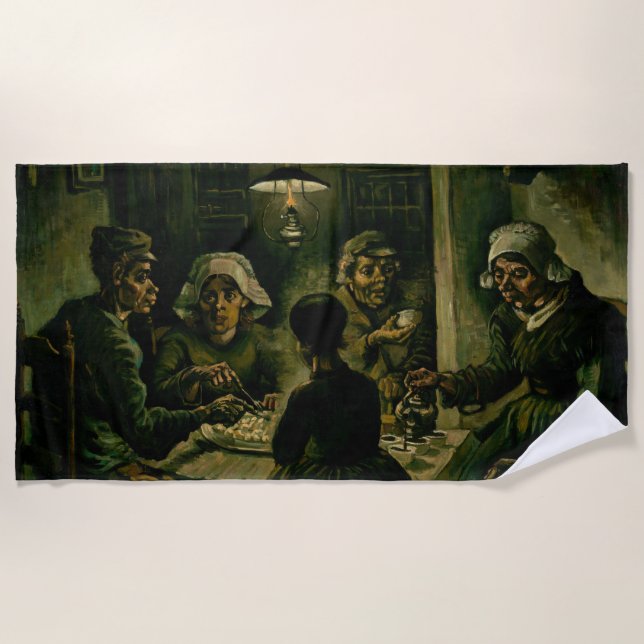 Vincent van Gogh - The Potato Eaters Beach Towel (Front)