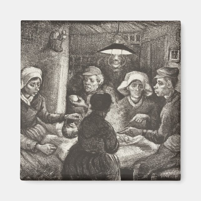 Vincent Van Gogh The Potato Eaters lithograph Magnet (Front)
