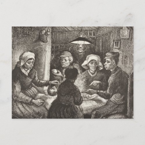 Vincent Van Gogh The Potato Eaters lithograph Postcard