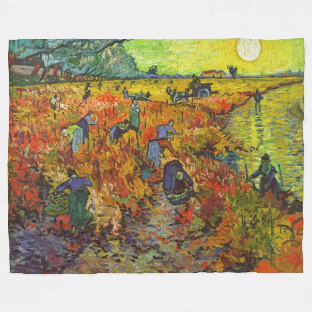 Vincent van Gogh - The Red Vineyard Fleece Blanket (Front (Horizontal))