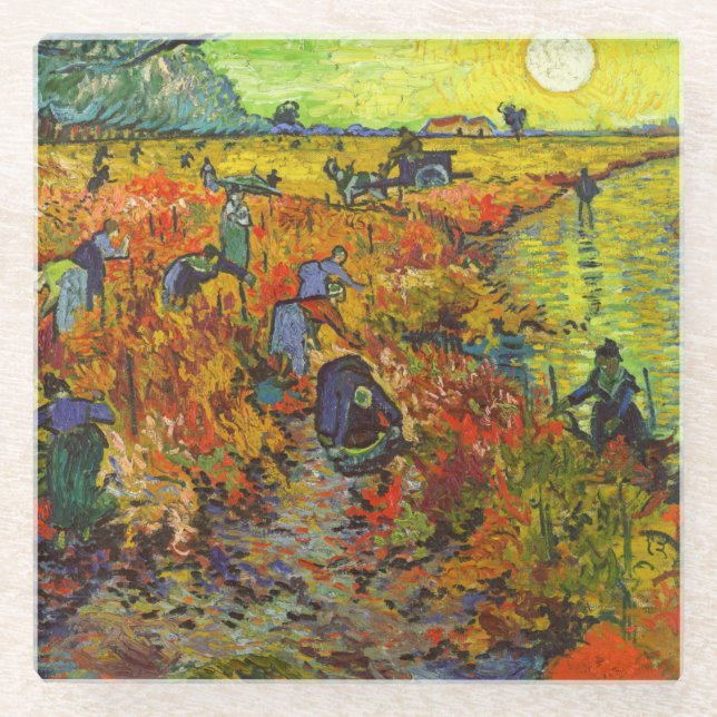 Vincent van Gogh - The Red Vineyard Glass Coaster (Front)