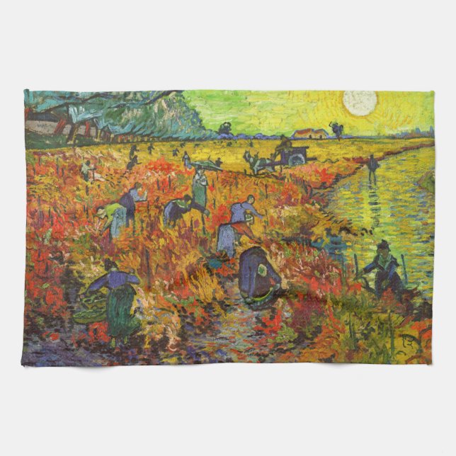 Vincent van Gogh - The Red Vineyard Kitchen Towel (Horizontal)