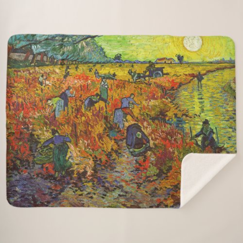 Vincent van Gogh _ The Red Vineyard Sherpa Blanket