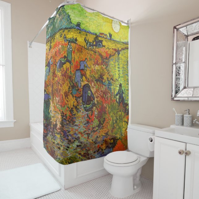 Vincent van Gogh - The Red Vineyard Shower Curtain (In Situ)
