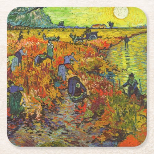 Vincent van Gogh _ The Red Vineyard Square Paper Coaster