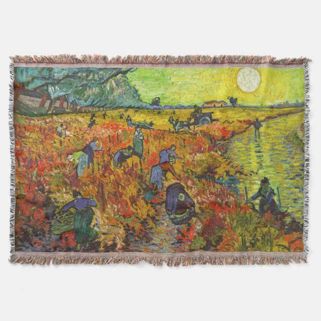 Vincent van Gogh - The Red Vineyard Throw Blanket (Front)