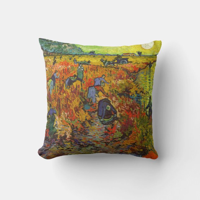 Vincent van Gogh - The Red Vineyard Throw Pillow (Front)