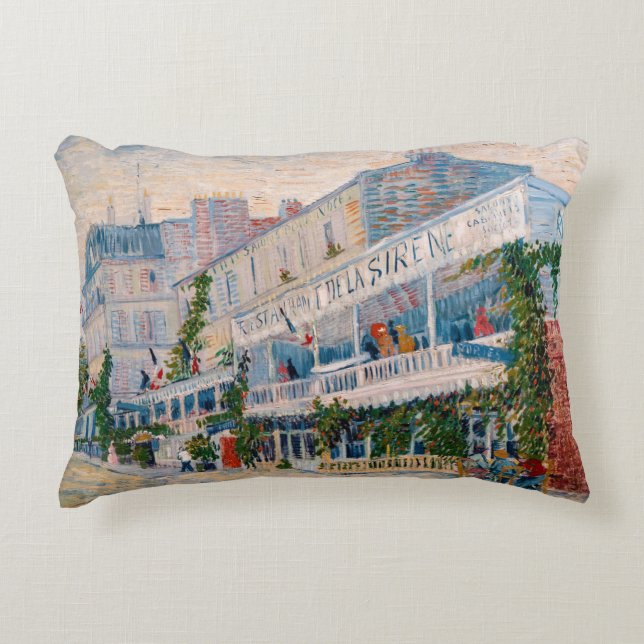 Vincent van Gogh - The Restaurant de la Sirene Accent Pillow (Front)