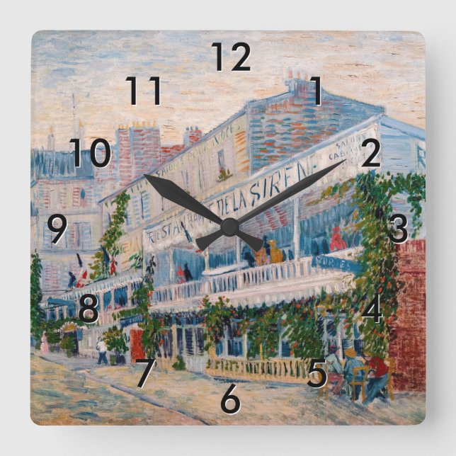 Vincent van Gogh - The Restaurant de la Sirene Square Wall Clock (Front)