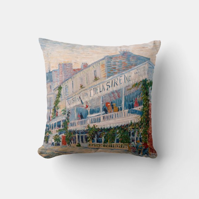 Vincent van Gogh - The Restaurant de la Sirene Throw Pillow (Front)