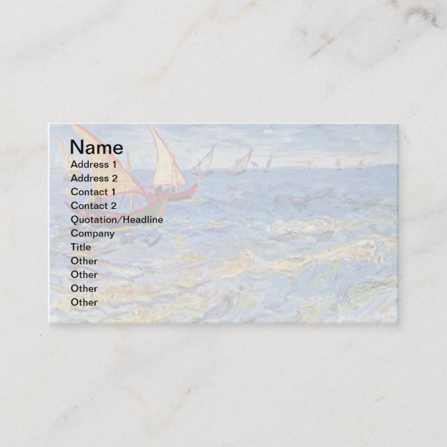 Vincent Van Gogh - The Sea At Saintes Maries Business Card (Front)