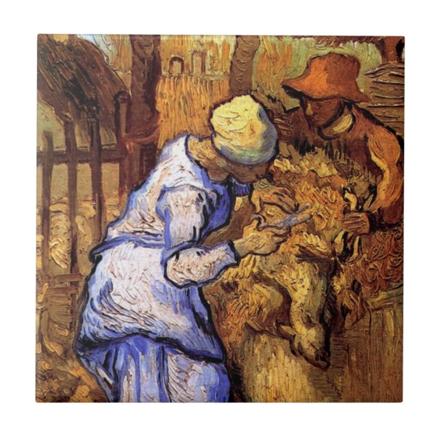 Vincent Van Gogh - The Sheep Shearers - Fine Art Ceramic Tile (Front)