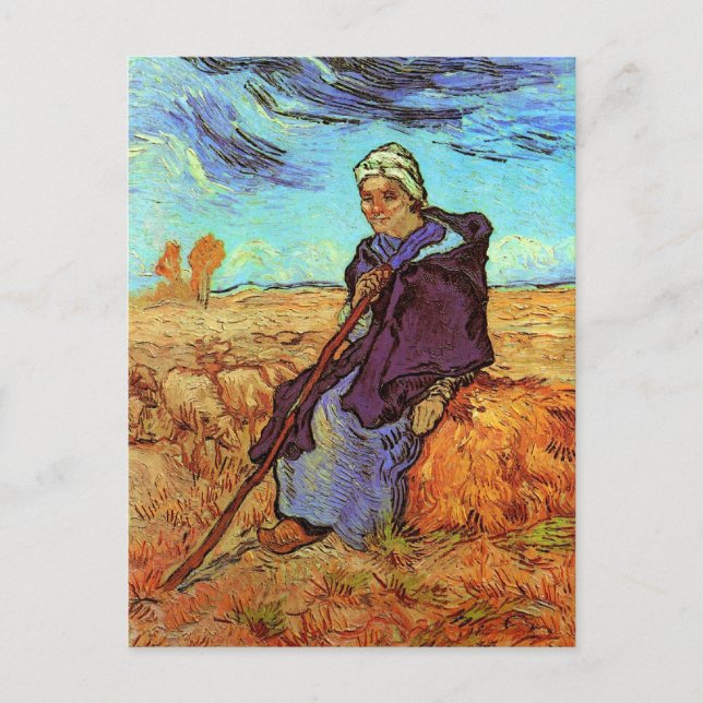 Vincent Van Gogh - The Shepherdess (after Millet) Postcard (Front)