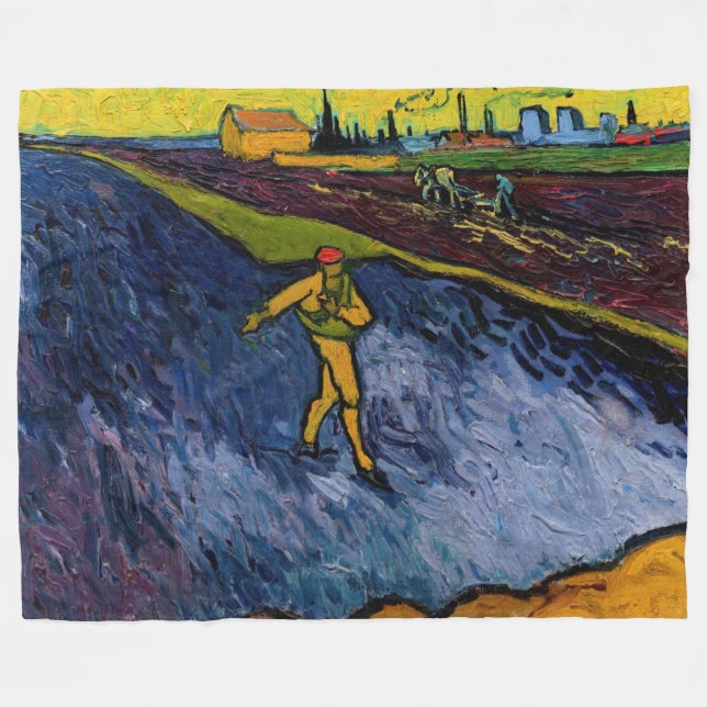 Vincent van Gogh - The Sower: Outskirts of Arles Fleece Blanket (Front (Horizontal))