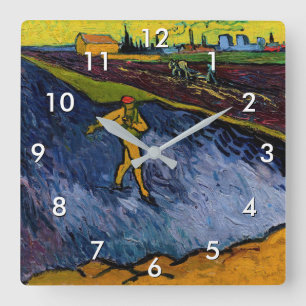 Vincent van Gogh - The Sower: Outskirts of Arles Square Wall Clock