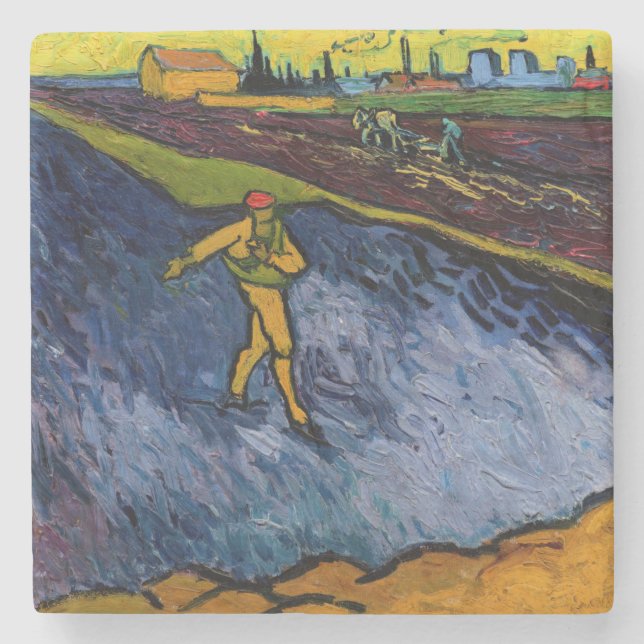 Vincent van Gogh - The Sower: Outskirts of Arles Stone Coaster (Front)