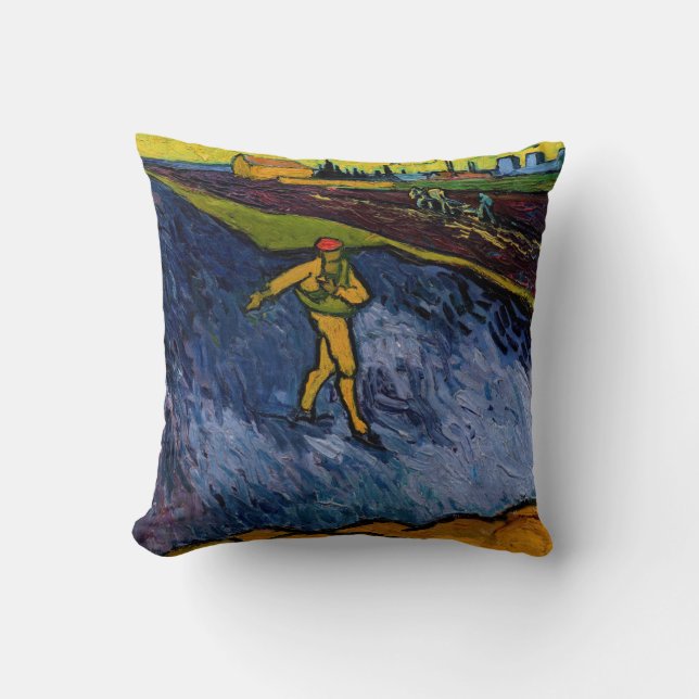 Vincent van Gogh - The Sower: Outskirts of Arles  Throw Pillow (Front)