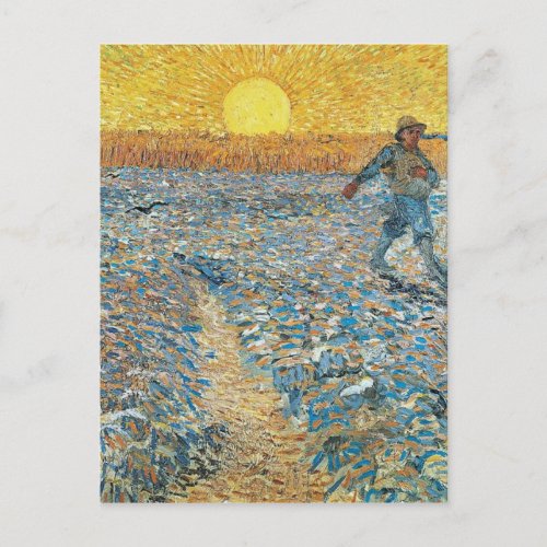 Vincent Van Gogh The Sower Painting Art Postcard