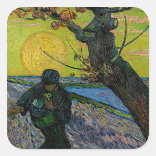 Vincent van Gogh - The Sower Square Sticker (Front)