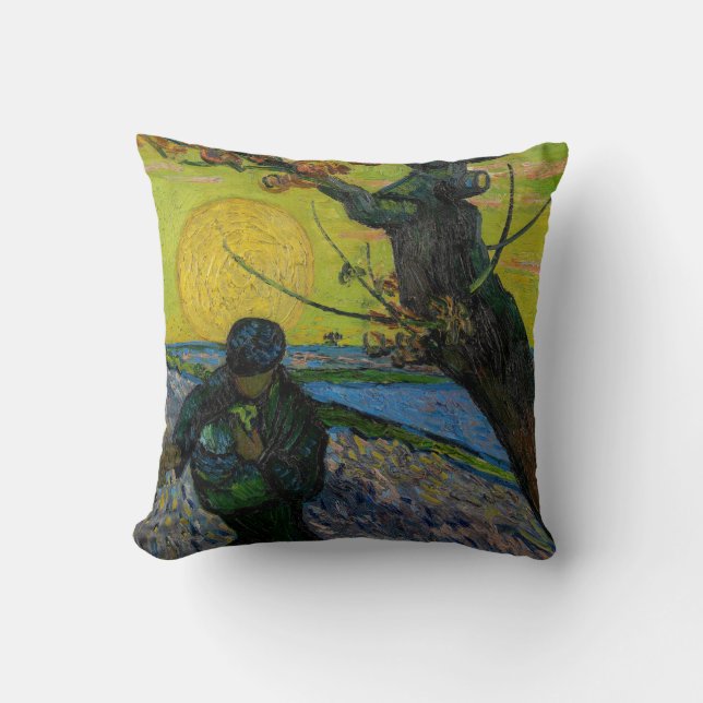 Vincent van Gogh - The Sower Throw Pillow (Front)