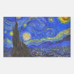 square Vincent Van Gogh stickers self portrait starry night sunflower painting