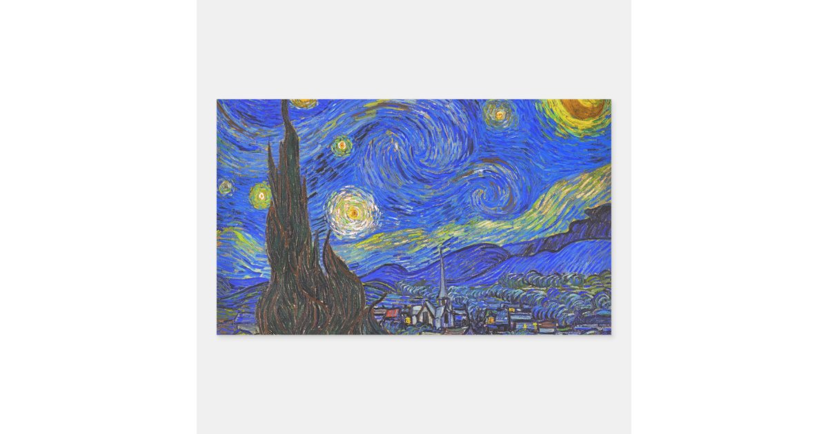 Vincent van Gogh - The Starry Night (1889) Rectangular Sticker | Zazzle