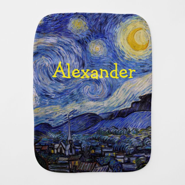 Vincent Van Gogh - The Starry night Baby Burp Cloth (Front)