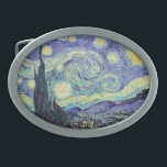 Vincent Van Gogh/ The Starry Night    Belt Buckle<br><div class="desc">Vincent Van Gogh The Starry Night. This is an old masterpiece from the dutch master painter Vincent Van Gogh was a dutch post impressionist painter. Night Landscape. There is a tree in the foreground. The city is in the middle ground. Mountains in the background. There is a moon in the...</div>