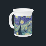 Vincent Van Gogh/ The Starry Night   Beverage Pitcher<br><div class="desc">Vincent Van Gogh The Starry Night. This is an old masterpiece from the dutch master painter Vincent Van Gogh was a dutch post impressionist painter. Night Landscape. There is a tree in the foreground. The city is in the middle ground. Mountains in the background. There is a moon in the...</div>