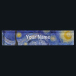Vincent Van Gogh - The Starry night Desk Name Plate<br><div class="desc">The Starry Night / La nuit etoilee - Vincent Van Gogh in 1889</div>