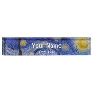 Vincent Van Gogh - The Starry night Desk Name Plate