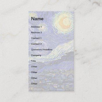 Vincent Van Gogh - The Starry Night Fine Art Business Card by ArtLoversCafe at Zazzle