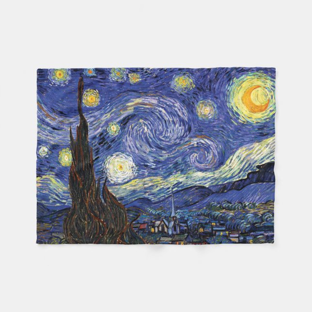 Vincent Van Gogh - The Starry Night Fine Art Fleece Blanket (Front (Horizontal))