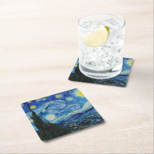 Vincent Van Gogh The Starry Night Fine Art Square Paper Coaster