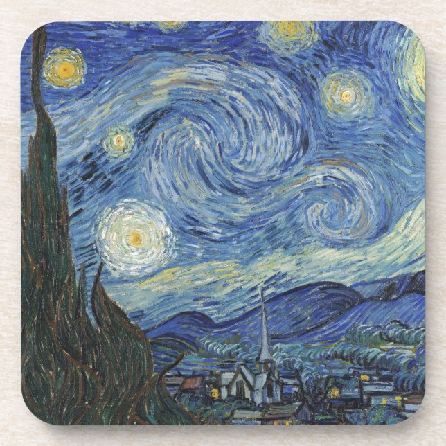 Vincent van Gogh | The Starry Night, June 1889 Beverage Coaster (Front)