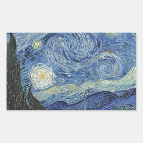 Vincent van Gogh  The Starry Night June 1889 Rectangular Sticker