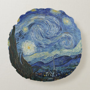 Vincent van Gogh   The Starry Night, June 1889 Round Pillow