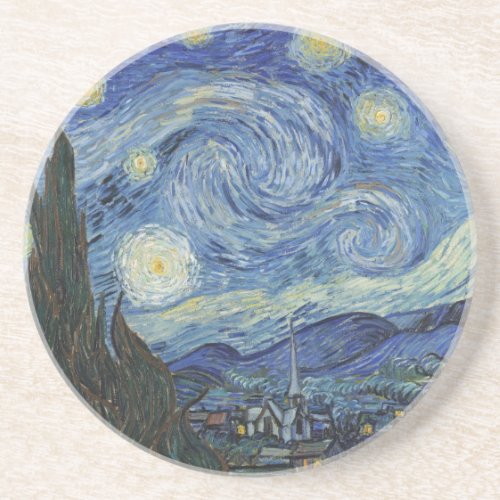 Vincent van Gogh  The Starry Night June 1889 Sandstone Coaster