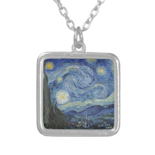 Vincent van Gogh The Starry Night, June 1889 Silver Plated Necklace