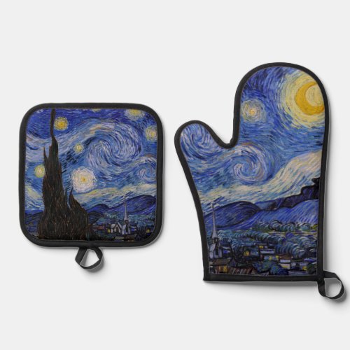 Vincent Van Gogh _ The Starry night Oven Mitt  Pot Holder Set