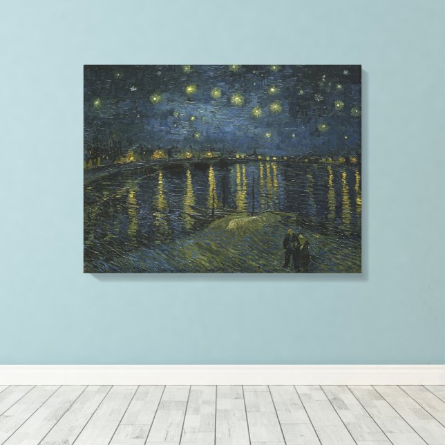 Vincent Van Gogh, The Starry Night Over the Rhone Canvas Print (Insitu(Wood Floor))