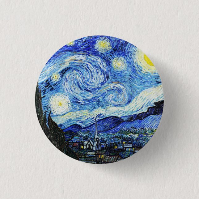Vincent Van Gogh, The Starry Night painting Button (Front)