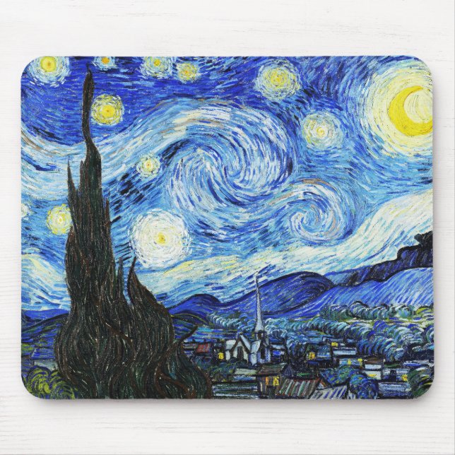 Vincent Van Gogh, The Starry Night painting Mouse Pad (Front)
