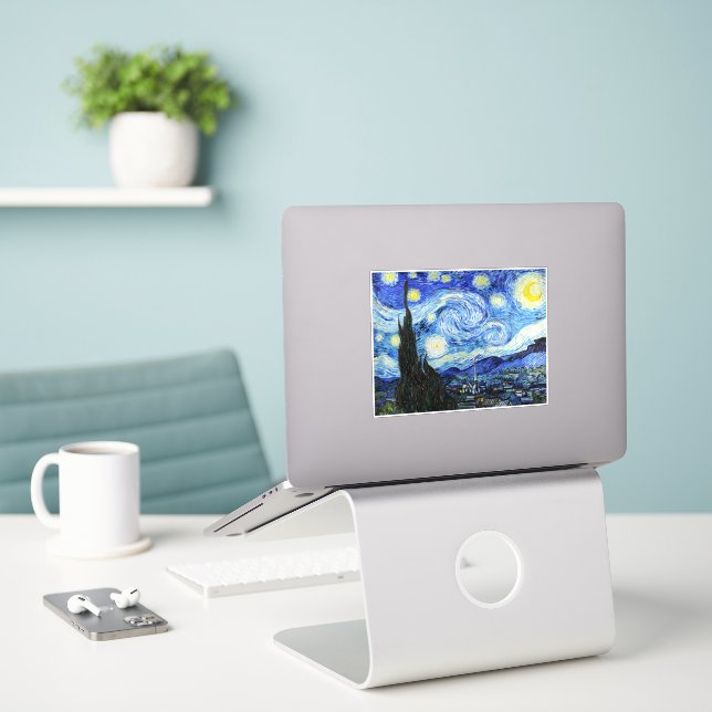 Vincent Van Gogh, The Starry Night painting Sticker (Laptop On Desk)