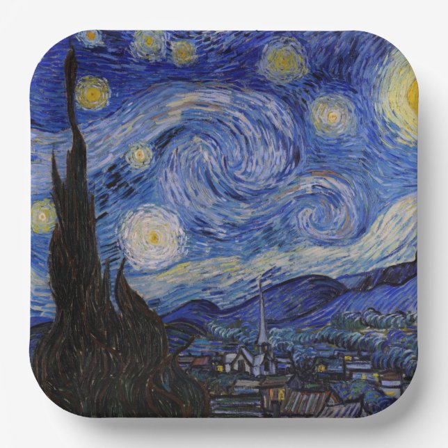 Vincent Van Gogh - The Starry night Paper Plates (Front)