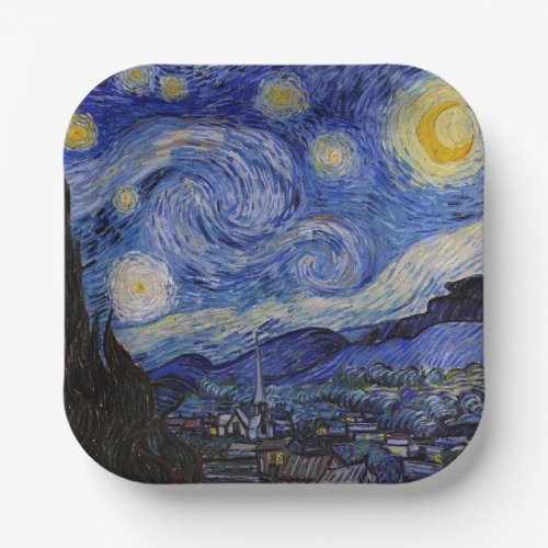 Vincent Van Gogh _ The Starry night Paper Plates