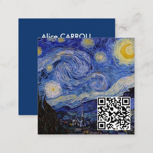 Vincent Van Gogh _ The Starry Night _ QR Code Square Business Card