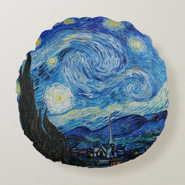 Vincent Van Gogh The Starry Night Round Pillow (Front)