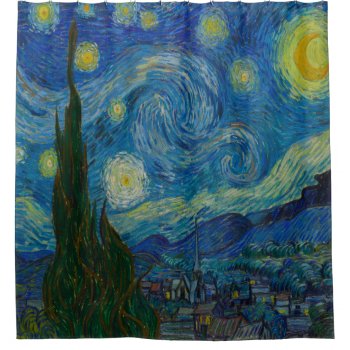 Vincent Van Gogh The Starry Night Shower Curtain by zarenmusic at Zazzle