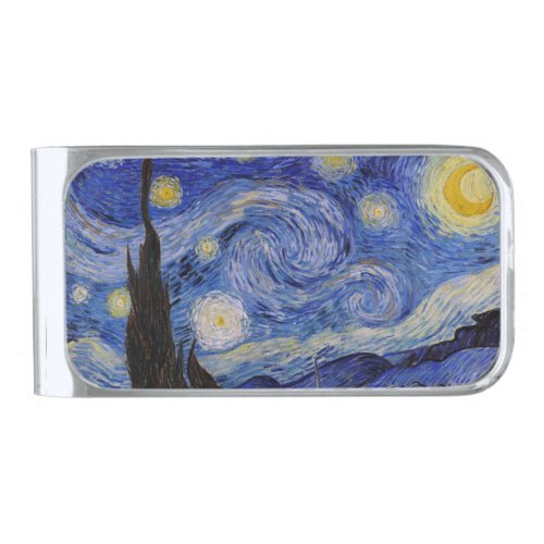 Vincent Van Gogh _ The Starry night Silver Finish Money Clip